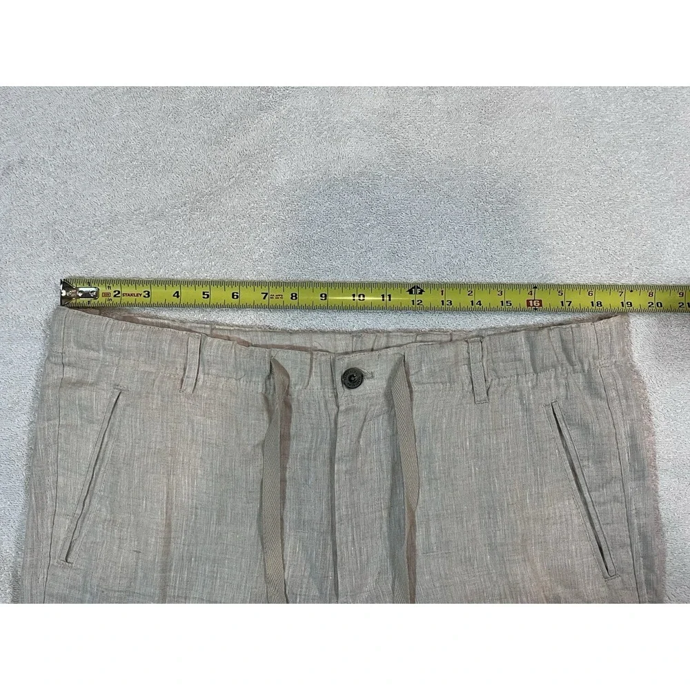 Tasso Elba Island Mens L Linen Drawstring Casual Pants Beige Coastal Beach Light